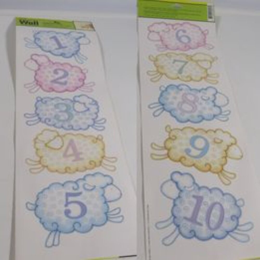 Pastel Sheep Wall JUMBO Stickers 1-10 & Sticker Wallpaper Boarder 10 feet Baby